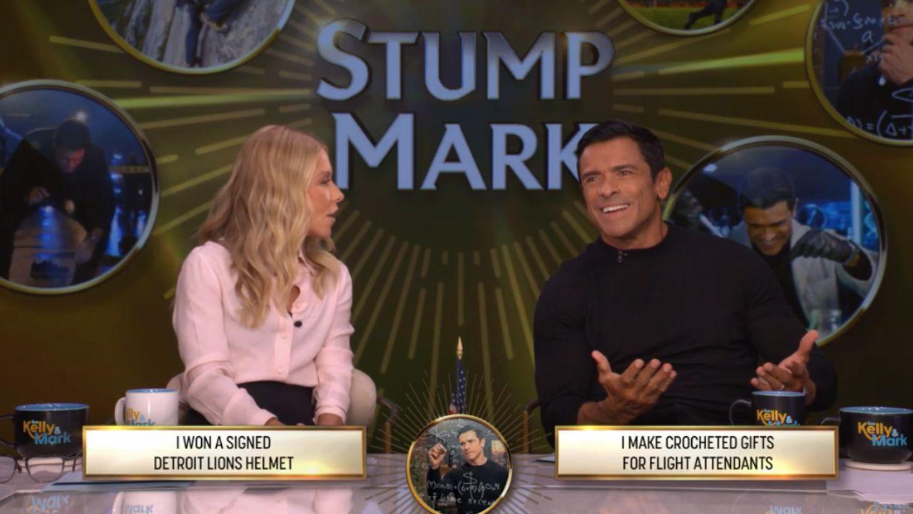 Image of Mark Consuelos could not believe that 'knitting needles' are allowed on an airplane. 