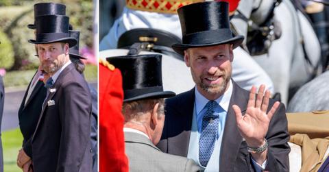 Two photos of Prince William at the Royal Ascot
