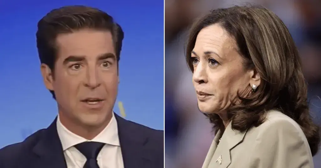 Composite photo of Jesse Watters and Kamala Harris