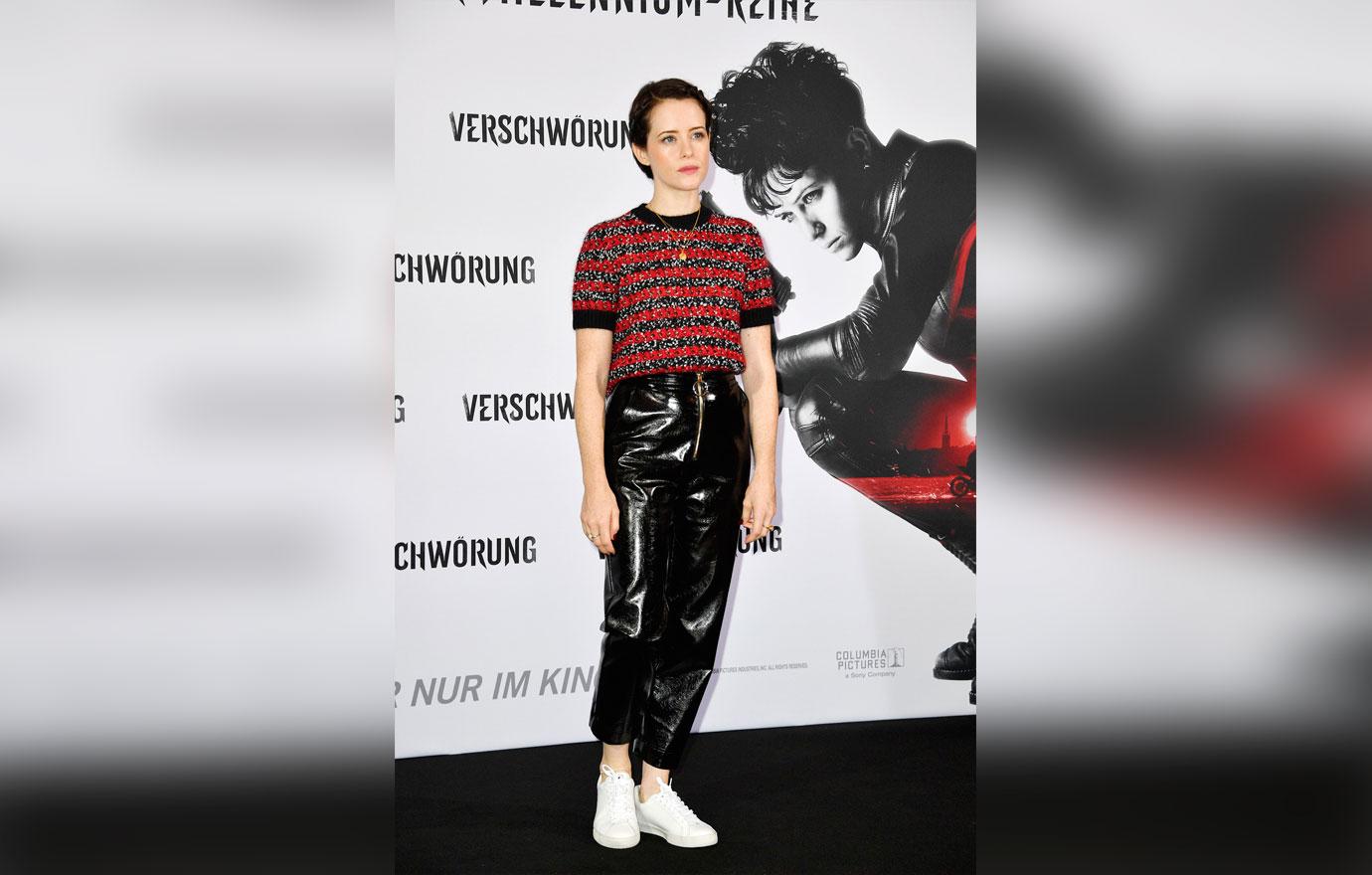 Claire foy leather pants