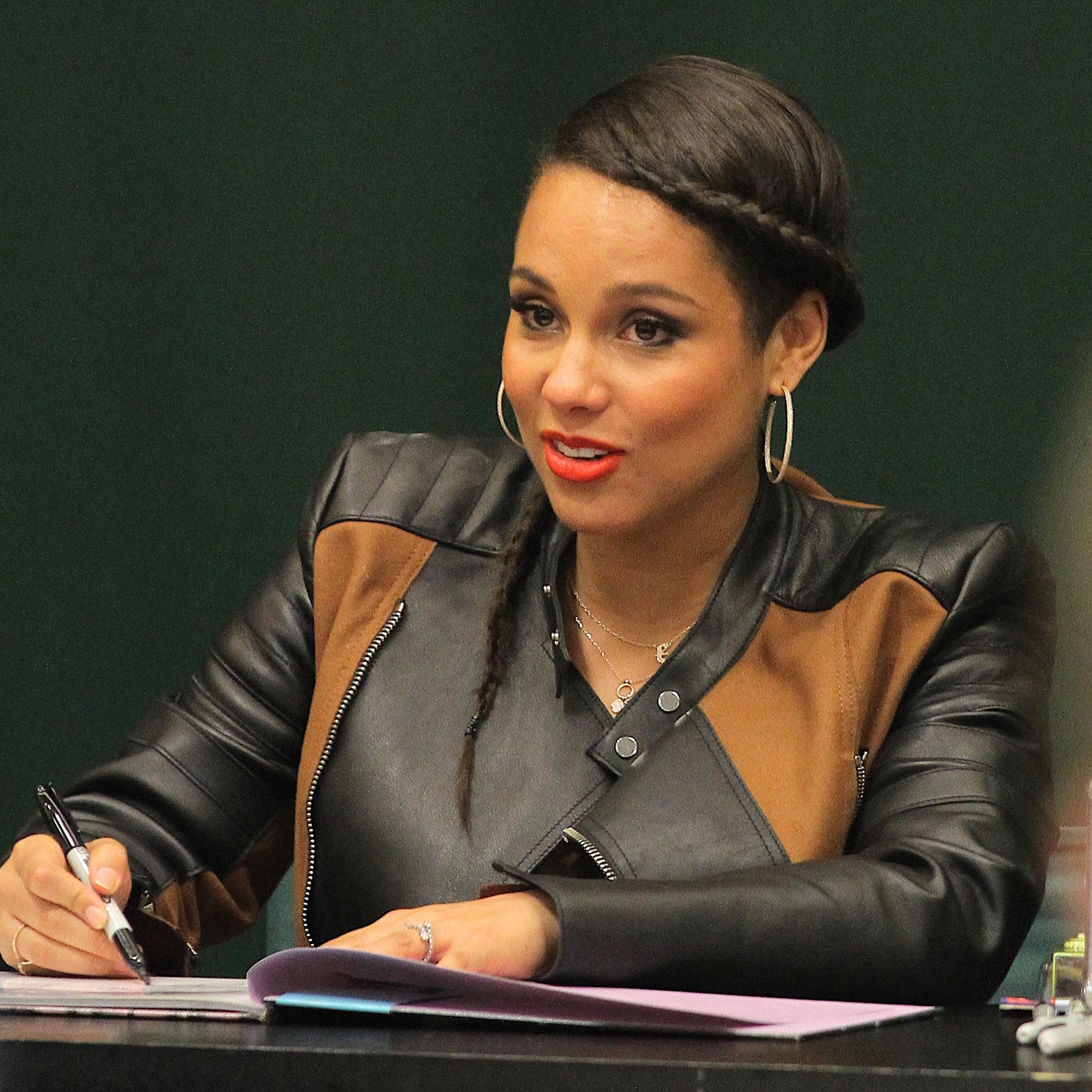 Alicia Keys is joyous and glowing at a meet and greet at Barnes &amp; Nobles this evening in Tribeca