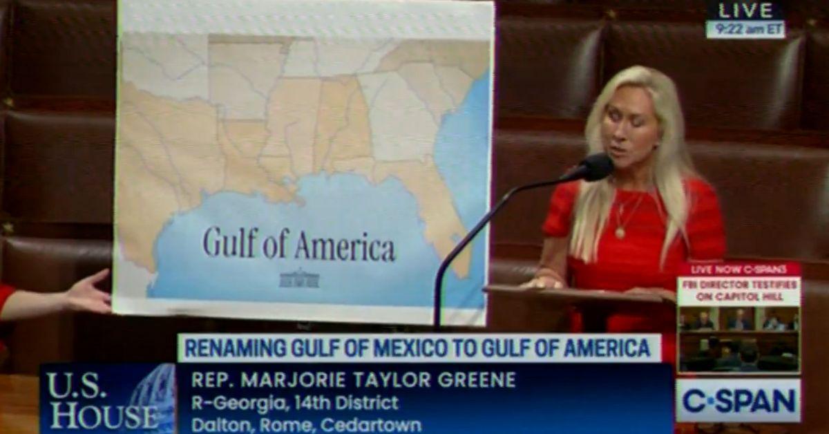 marjorie taylor greene mocked claiming us owns gulf of mexico