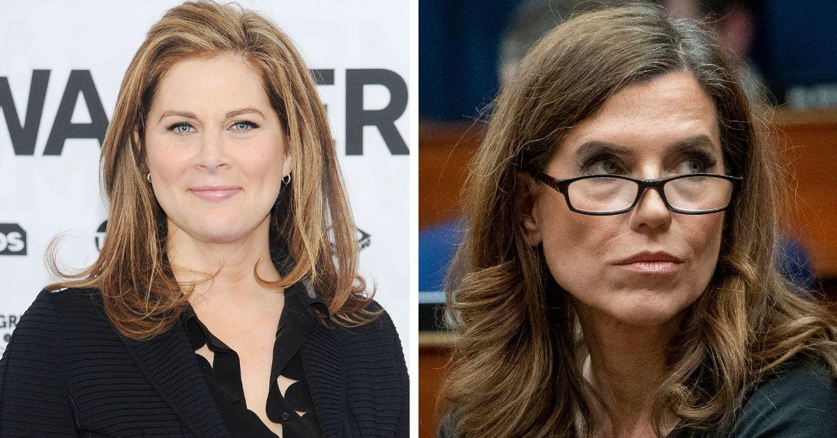 split photo of erin burnett and nancy mace