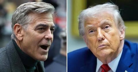 Split photo of George Clooney and Donald Trump
