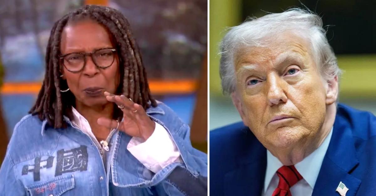 Split photo of Whoopi Goldberh and Donald Trumnp