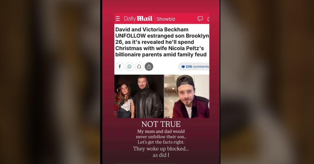 image of Cruz Beckham slammed reports about his family on his Instagram Stories.