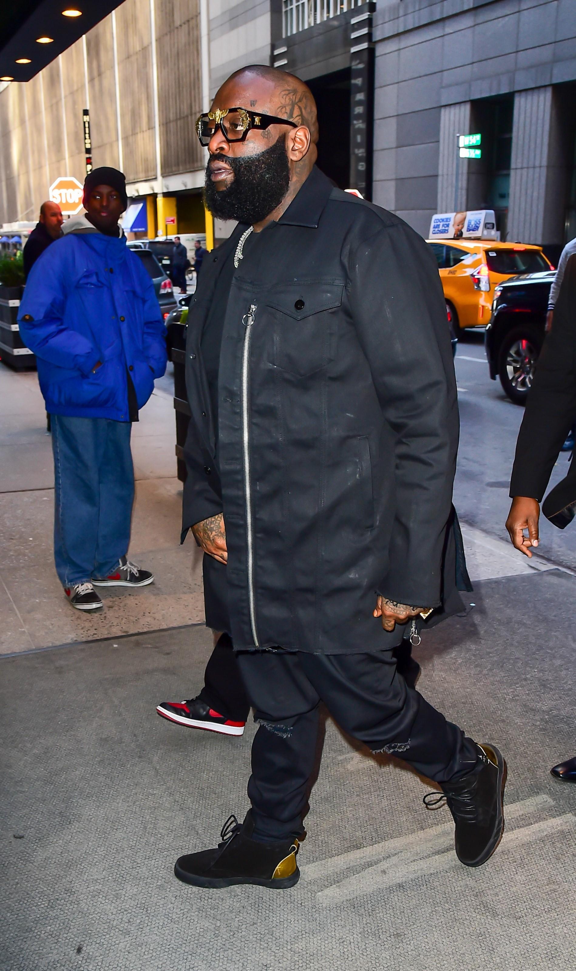 Rick Ross keeps it cool in NYC with his crew