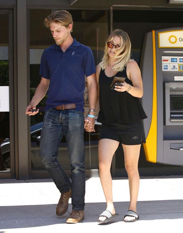 kaley cuoco karl cook date holding hands