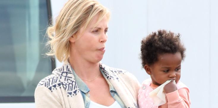 *EXCLUSIVE* Charlize Theron gets a visit from her kids while filming &#8216;Tully&#8217;