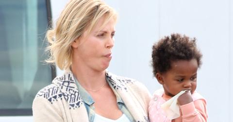 *EXCLUSIVE* Charlize Theron gets a visit from her kids while filming ‘Tully’