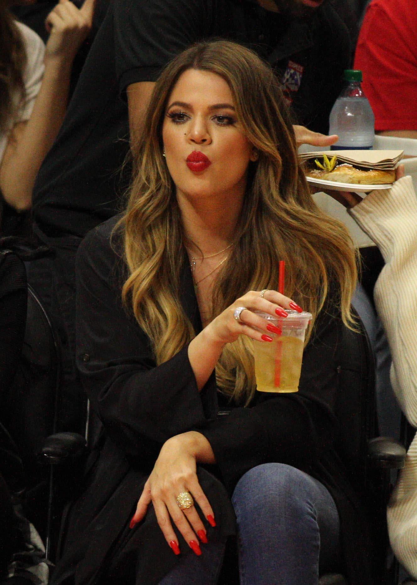 Khloe Kardashian, Cara Delevingne and Kendall Jenner at the Clippers game