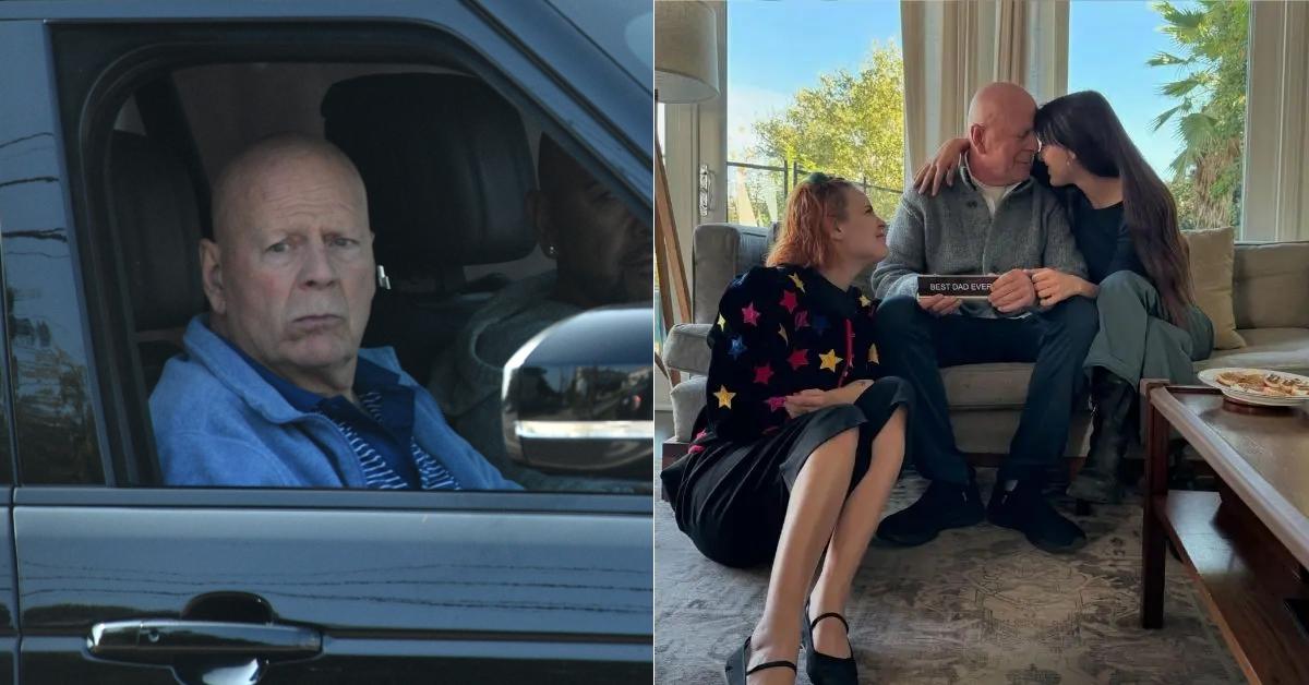 Photo of Bruce Willis; picture of actor with his daughters.