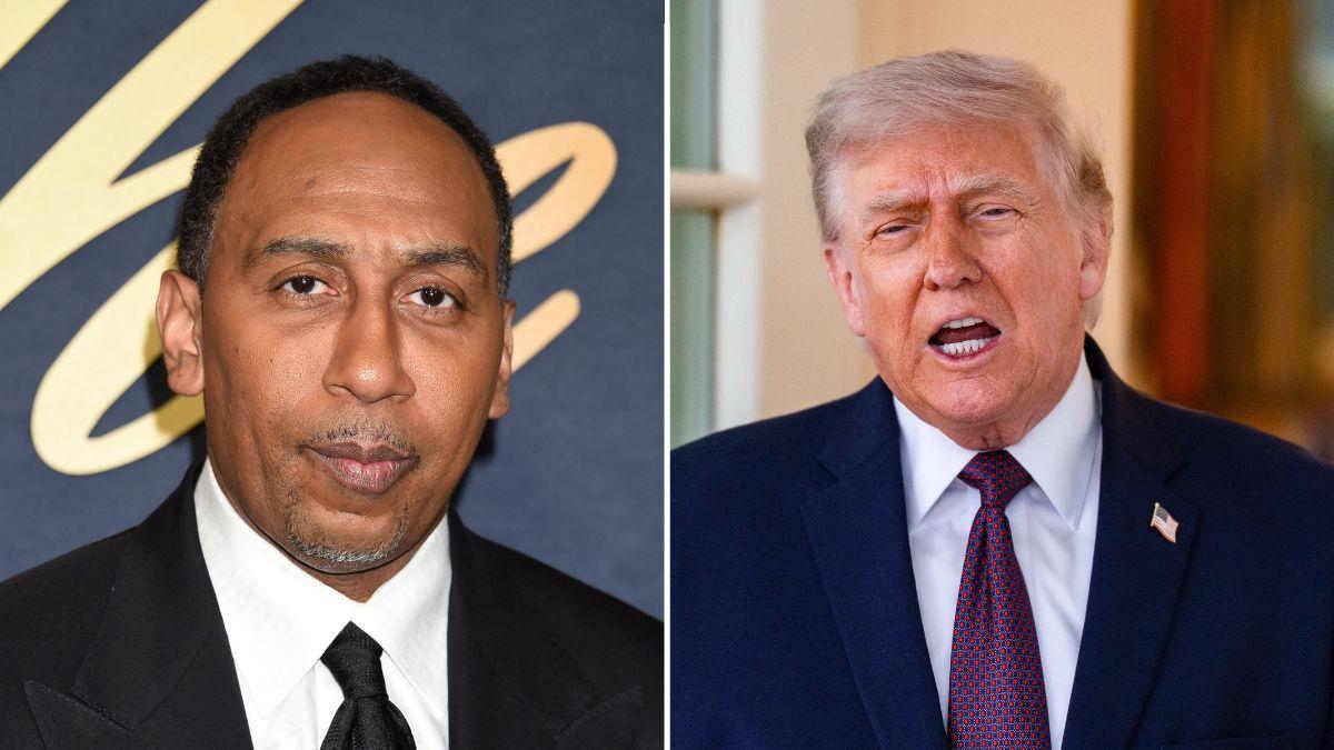 Composite photo of Stephen A. Smith and Donald Trump.