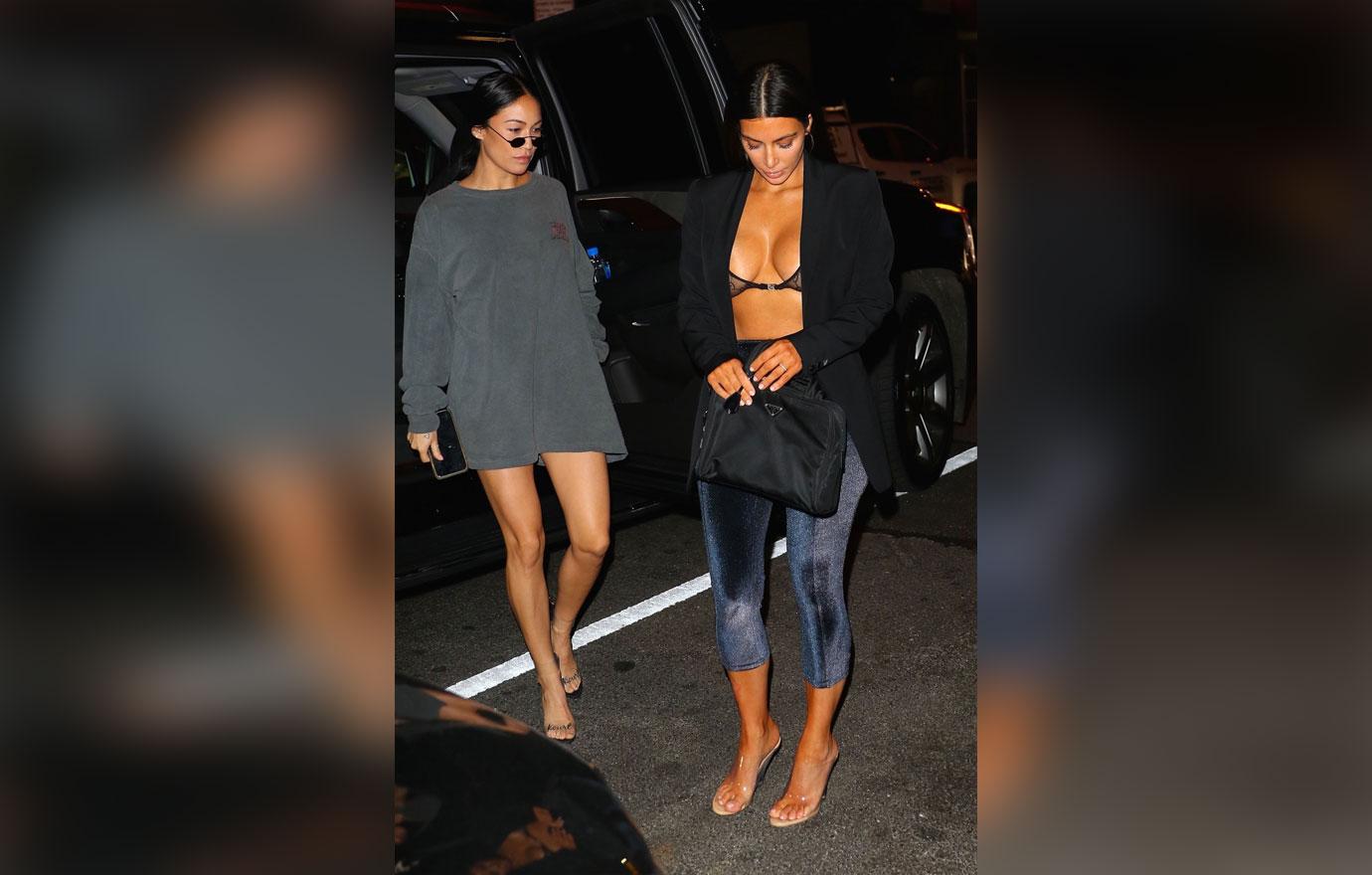 Kim Kardashian shows off her cleavage while out for dinner in NYC