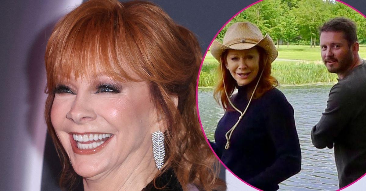 Split photo of Reba McEntire and Brandon Balckstock 
