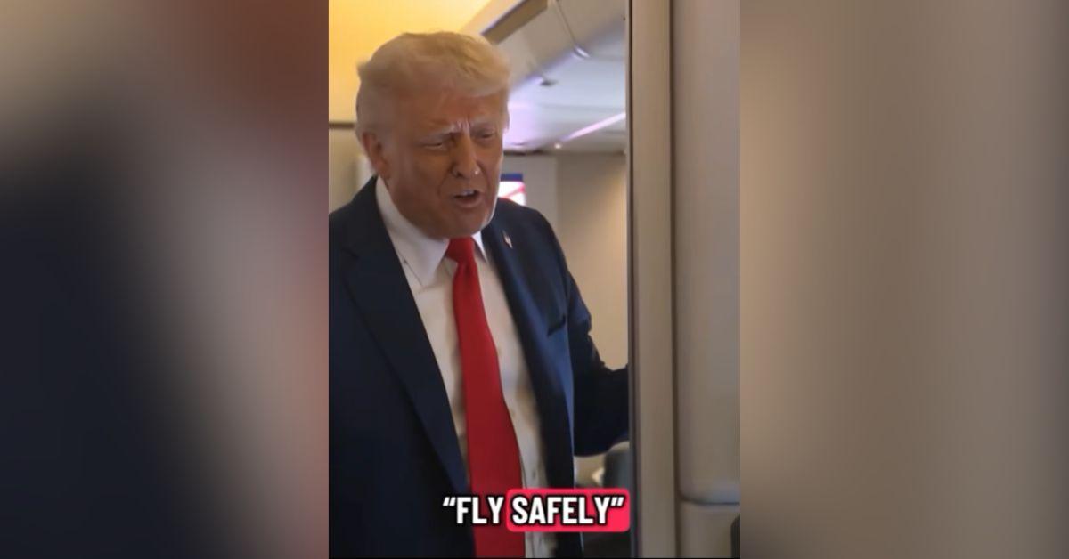 image of Donald Trump told reporters to 'fly safely' while boarding Air Force One.