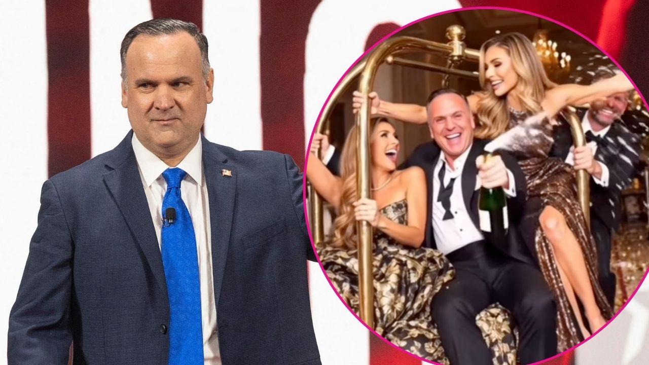 Composite photo of Dan Scavino and an AI-generated video.