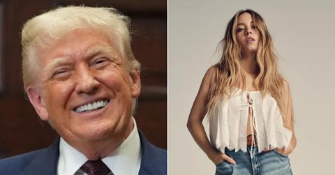 Photo of Donald Trump; picture of Sydney Sweeney.