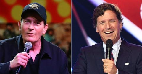 split of Charlie Sheen, Tucker Carlson.