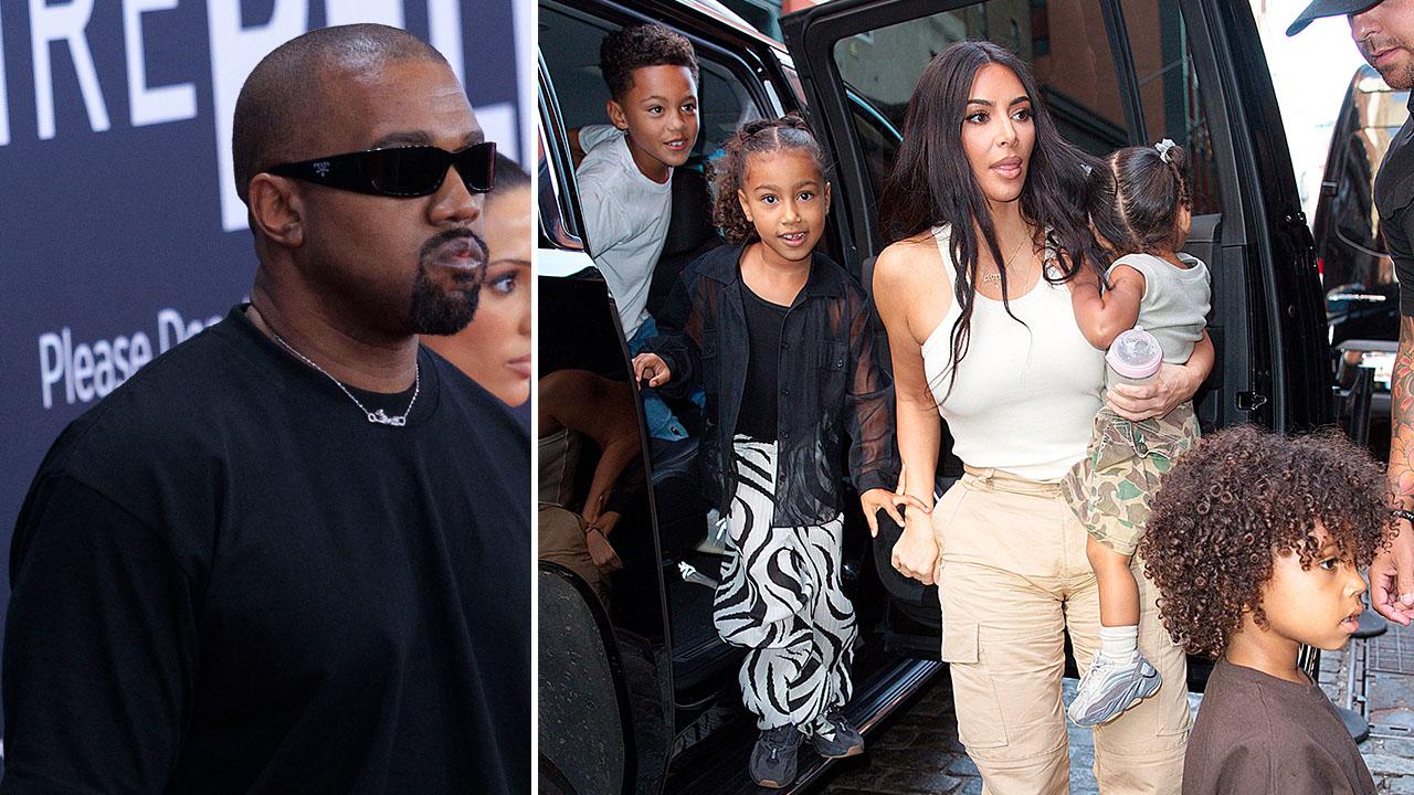 Photo of Kim Kardashian and Kanye West share four children.