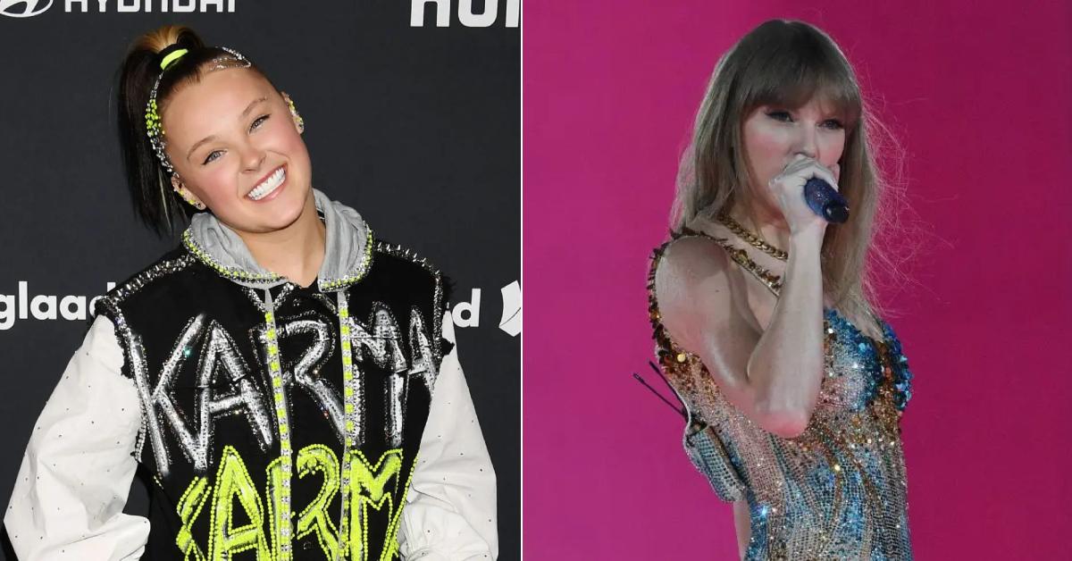 A photo of JoJo Siwa and an image of Taylor Swift.