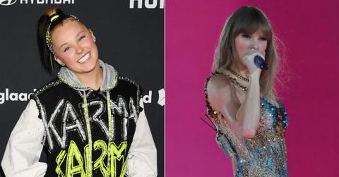 A photo of JoJo Siwa and an image of Taylor Swift.