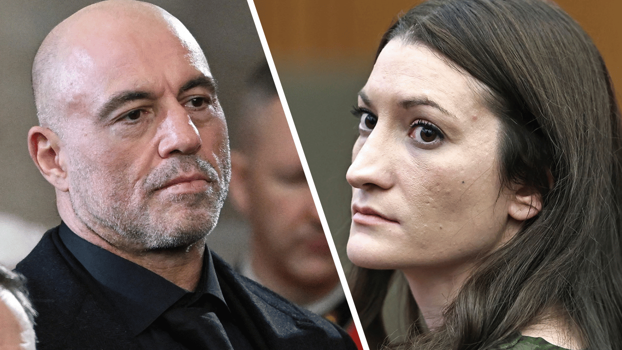 Composite photo of Joe Rogan and Lindsay Clancy.