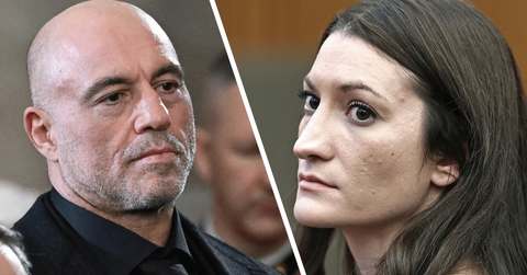 Composite photo of Joe Rogan and Lindsay Clancy.