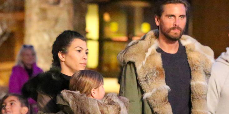 kourtney kardashian scott disick children skiing back together