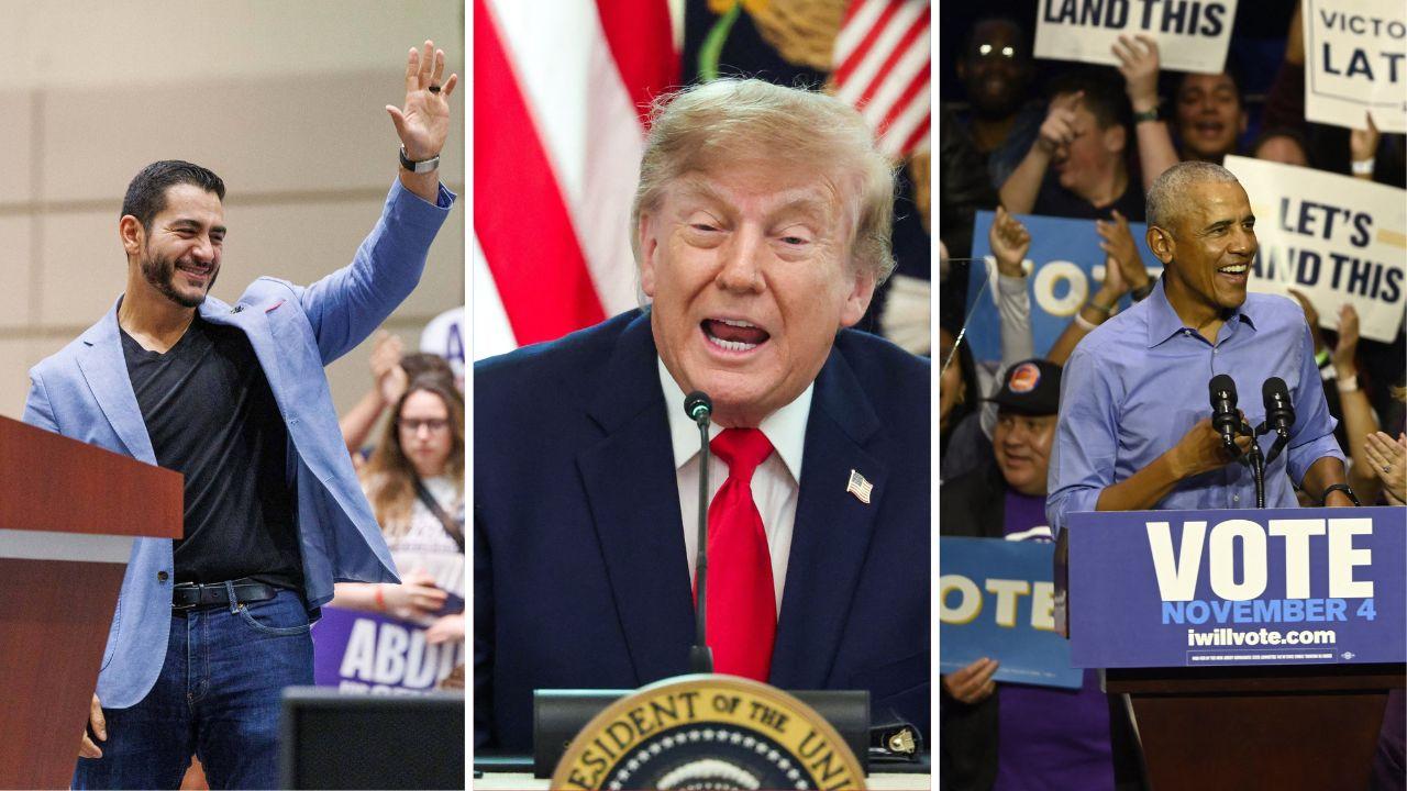 Image of Abdul El-Sayed, Donald Trump, and Barack Obama