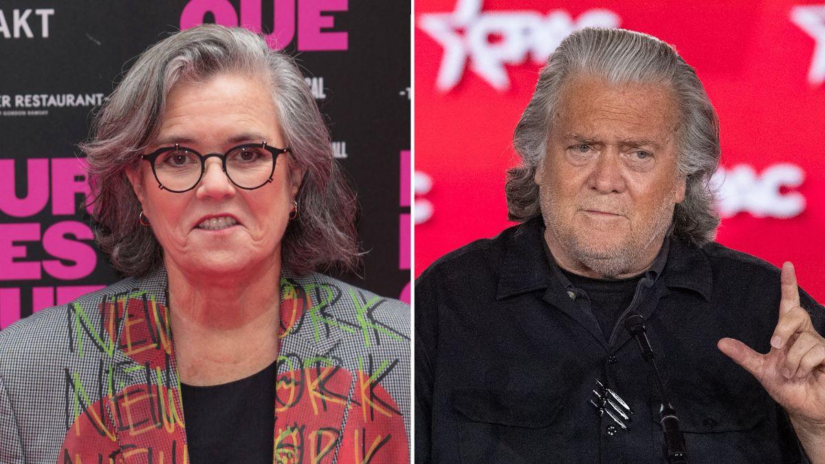 Photo of Rosie O’Donnell and Steve Bannon.