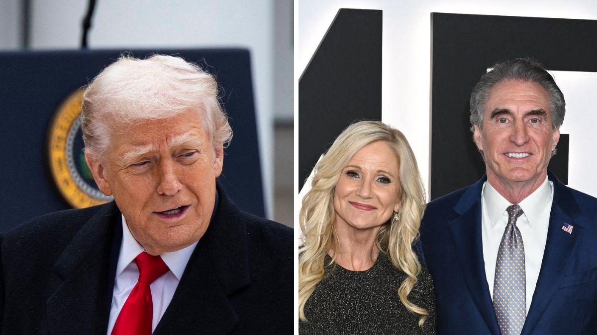 Split photo of Donald Trump, Kathryn & Doug Burgum