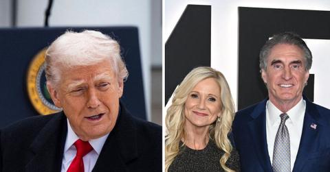 Split photo of Donald Trump, Kathryn & Doug Burgum