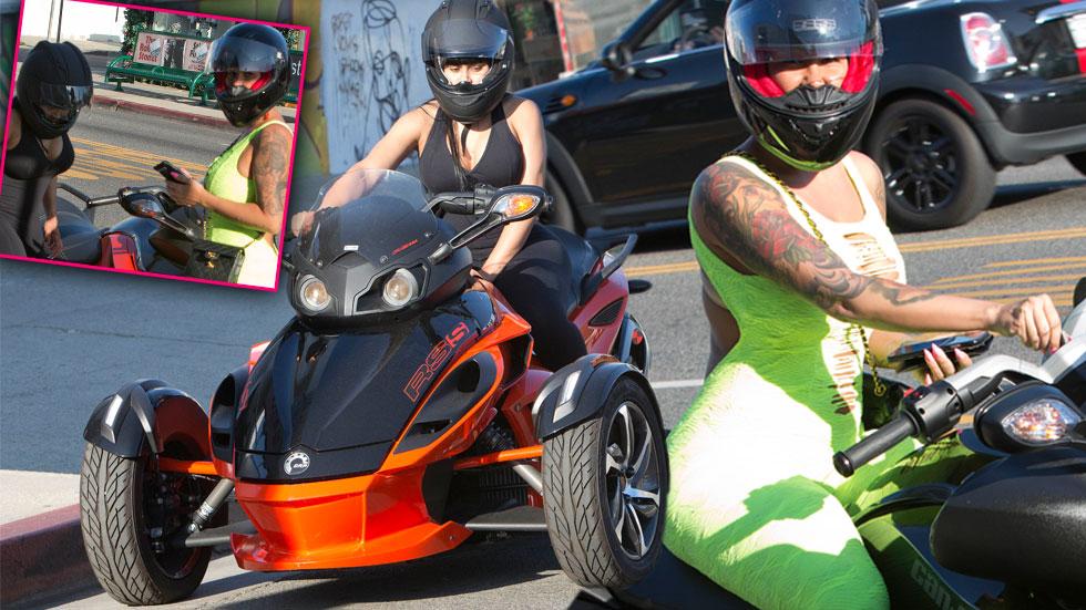 Amber rose blac chyna riding motorcycles