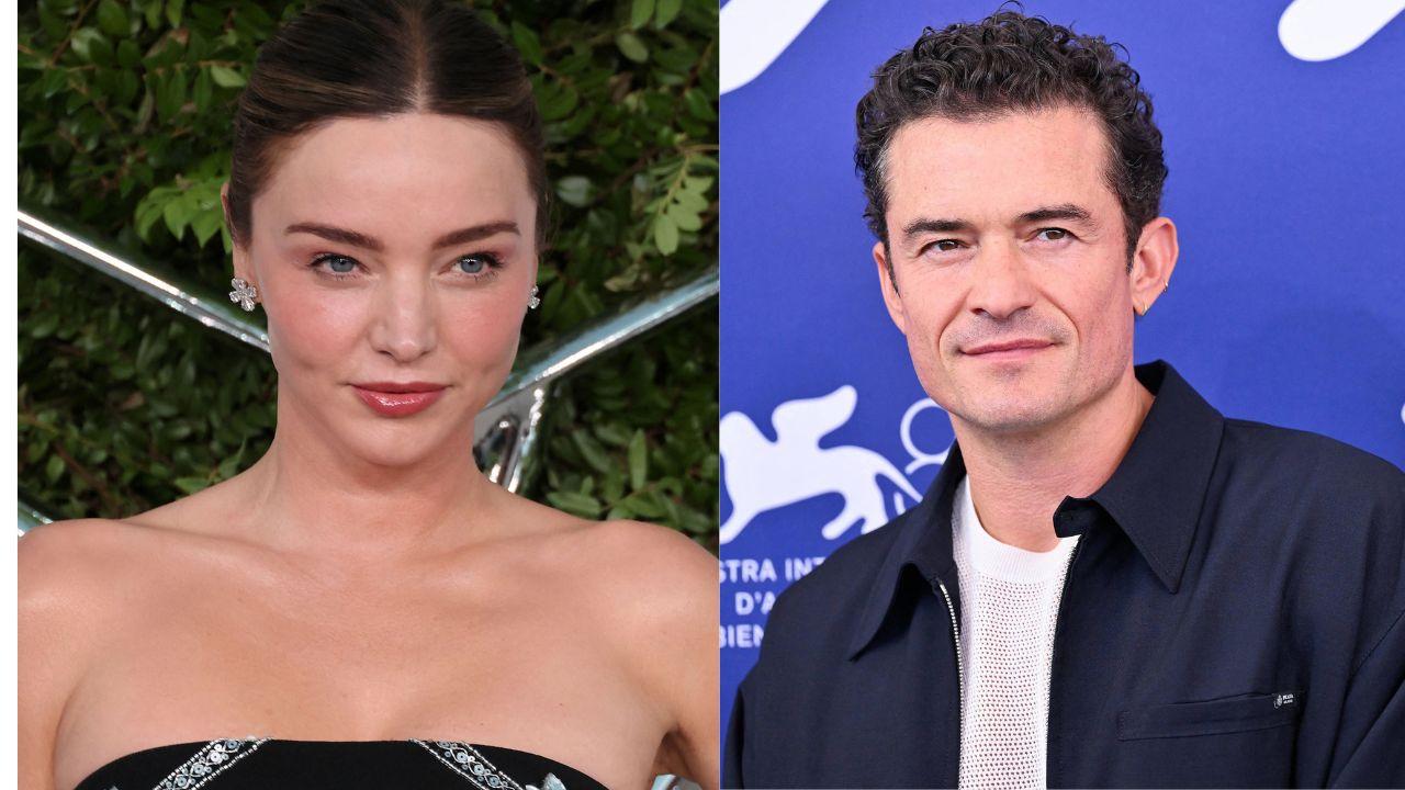 Split image of Miranda Kerr and Orlando Bloom.