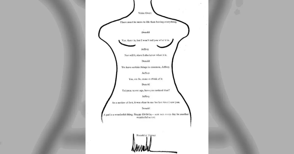 Image of Donald Trump's name and signature was featured on a lewd birthday card given to Jeffrey Epstein.