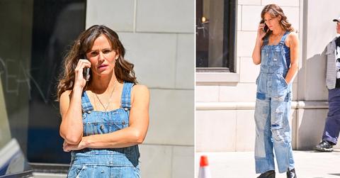 jennifer garner looks very serious as she takes a call pp