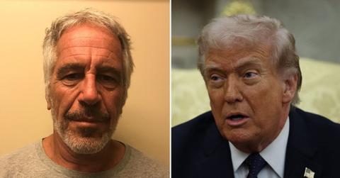 Split photo of Jeffrey Epstein and Donald Trump.