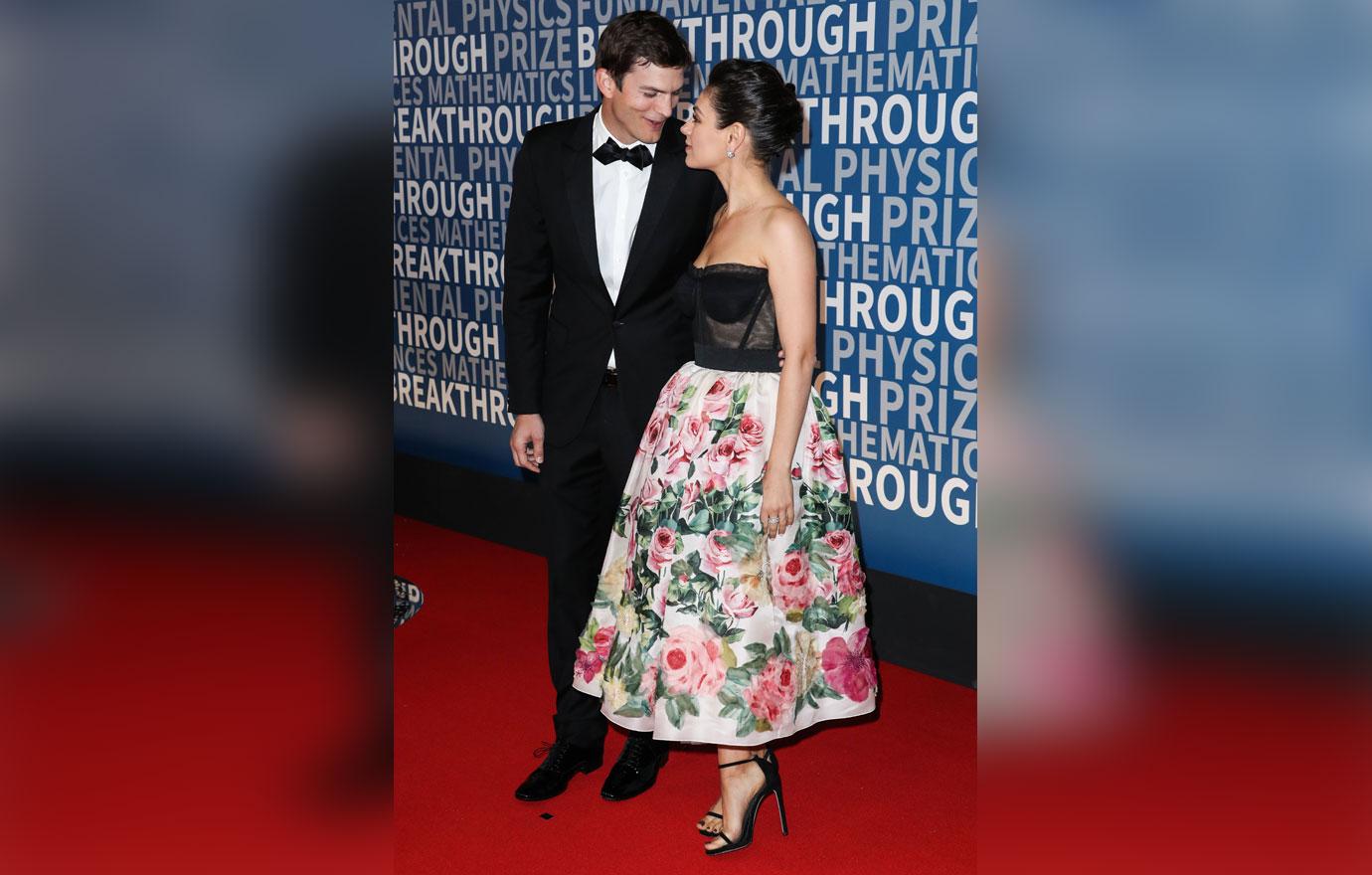 Ashton Kutcher and wife Mila Kunis arrive at the 2018 Breakthrough Prize Ceremony