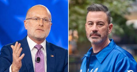 Photo of Brendan Carr and Jimmy Kimmel.