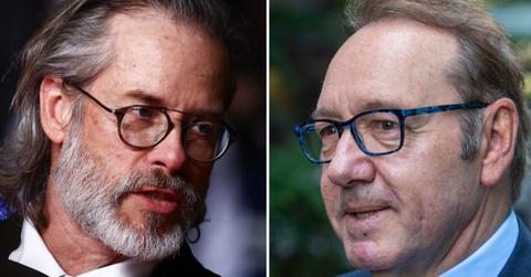 Split photos of Guy Pearce and Kevin Spacey.