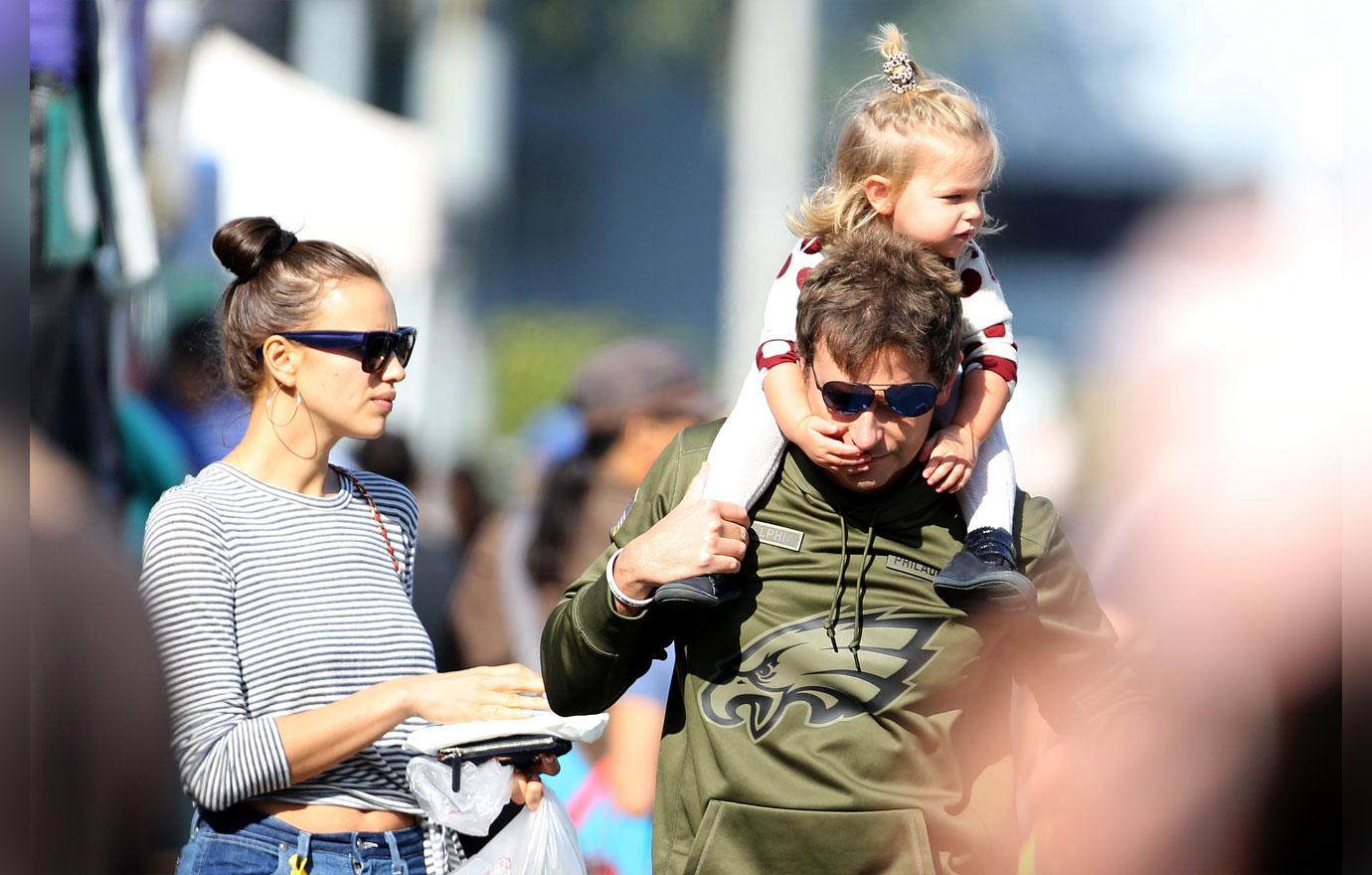 EXCLUSIVE: Bradley Cooper takes daughter and wife Irina to Farmers Market