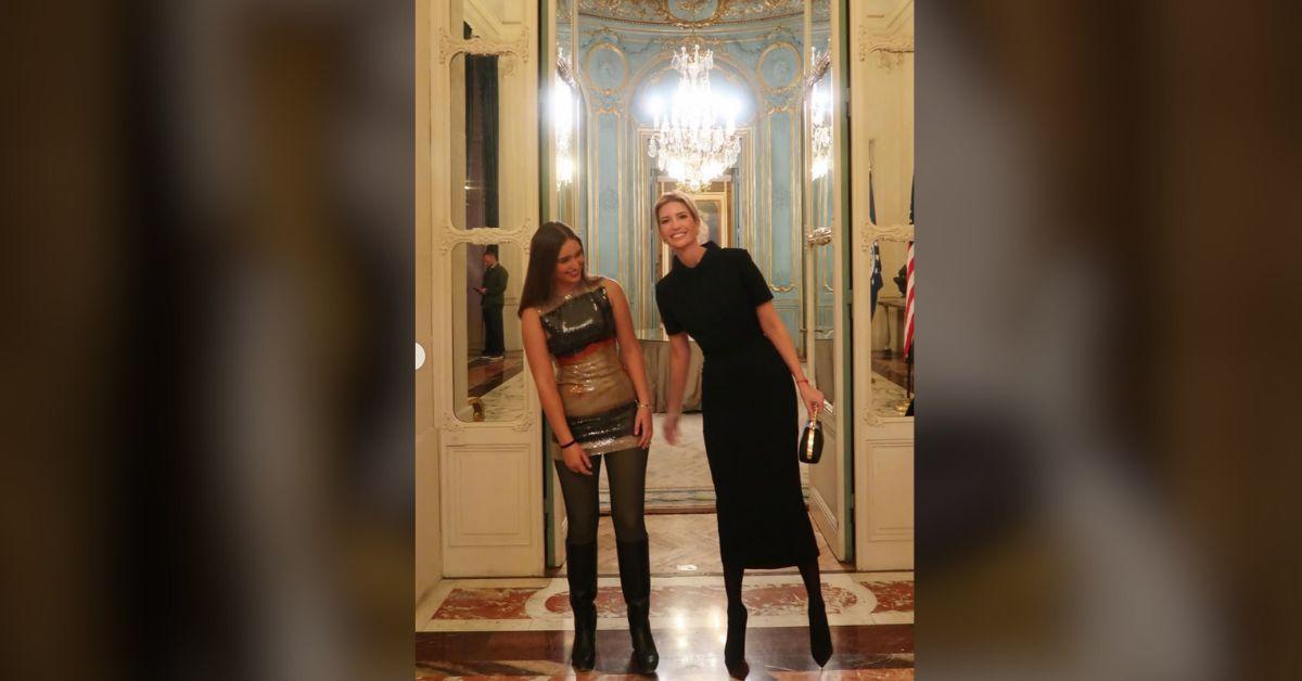 image of One shot had Ivanka and Arabella posing in stylish cocktail dresses.