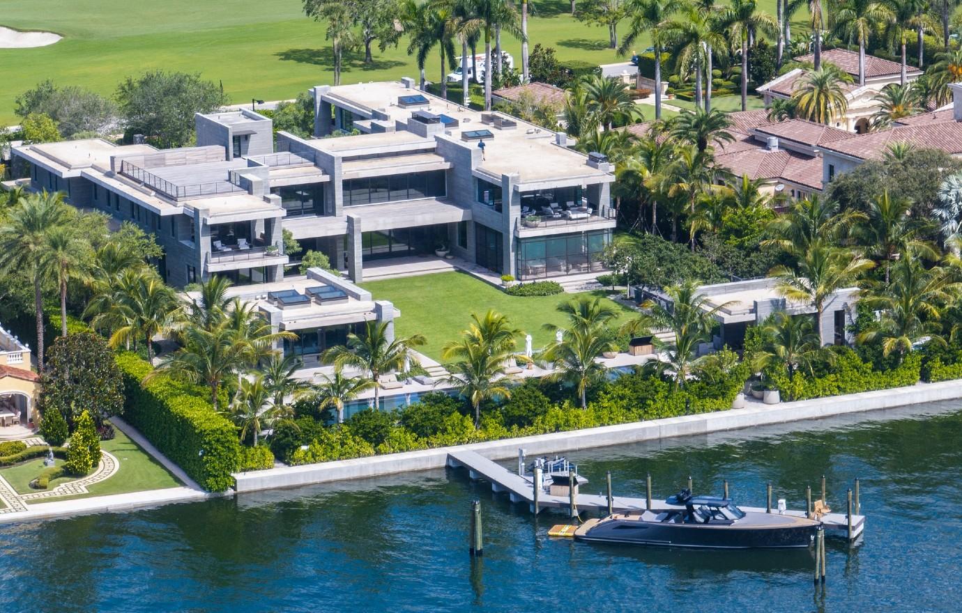 tom brady looks ripped jetboarding outside  million miami mansion