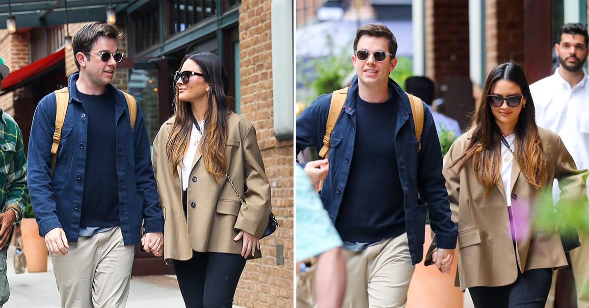 olivia munn and john mulaney seen holding hands as leaving their hotel in new york city pp