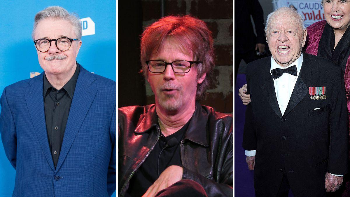 Split Photo of Nathan Lane, Dana Carvey and Mickey Rooney