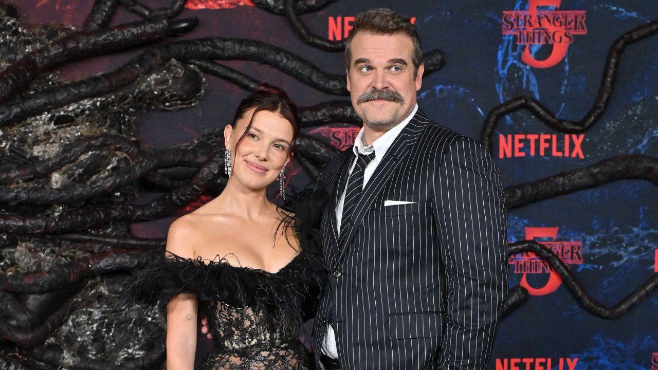 Photo of David Harbour and Millie Bobby Brown