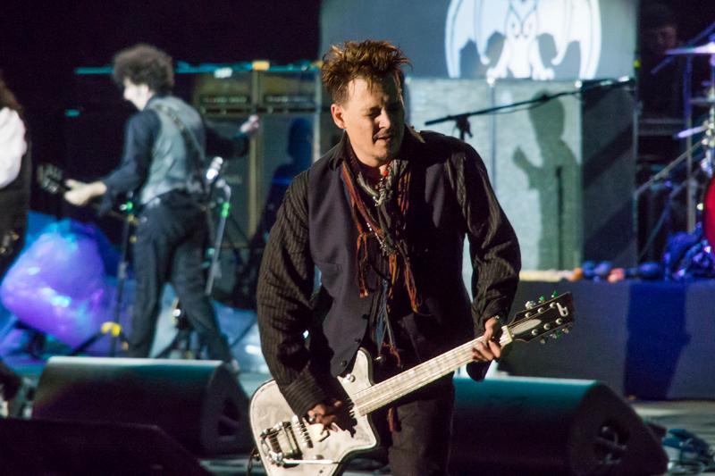 Johnny Depp perform with &#8220;hollywood vampires&#8221; in Lisbon, Portugal.