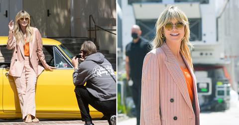 heidi klum posing outside of americas got talent