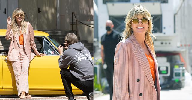 heidi klum posing outside of americas got talent